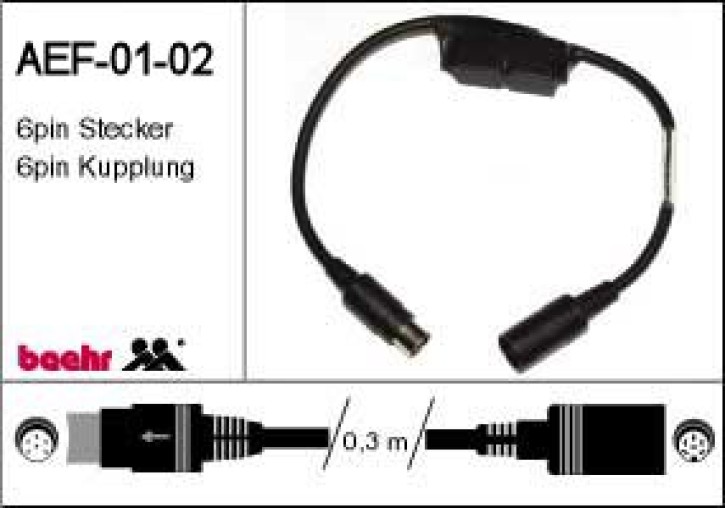 KT-AEF-0102 Audio Entstörfilter für Hochleistungsradios, 6p DIN Stecker - 6p DIN Kupplung