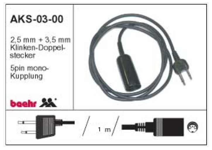 KT-AKS-0300 Anschlusskabel Standard, PMR , 2,5mm/3,5mm Mono-Doppelstecker - 5p Kupplung