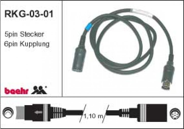Radiokabel gebraucht Goldwing an Universalschnittstelle (ca. 1,10 m, 5pol. Stecker & 6pol. Kupplung)