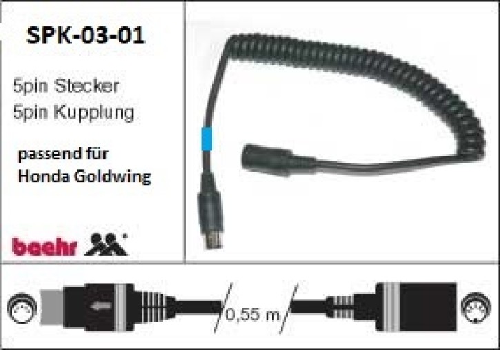 KT-SPK-03-01 Spiralkabel für Helmanschluss Honda Goldwing